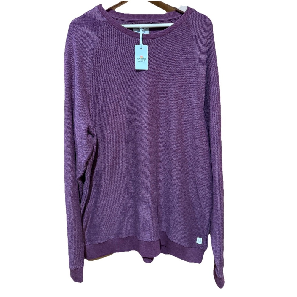 Marine Layer Mens Maroon Twill Terry Crew Neck‎ Pullover Sweatshirt XXL NWT